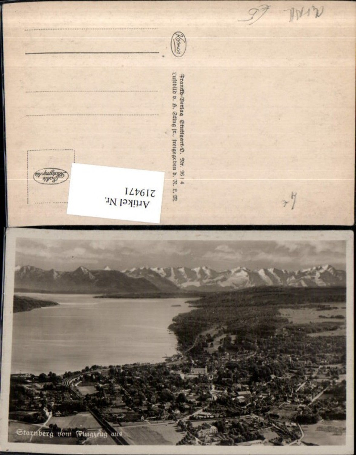 219471,Starnberg Totale vom Flugzeug aus Fliegeraufnahme