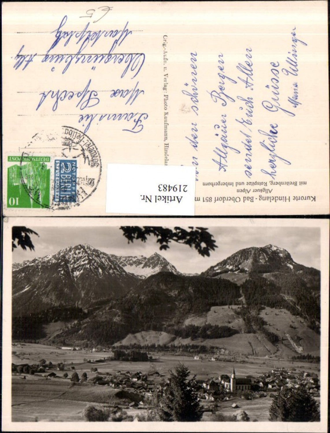 219483,Hindelang Bad Oberdorf Totale Allgäuer Alpen m. Breitenberg Rotspitze u. Imbergerhorn