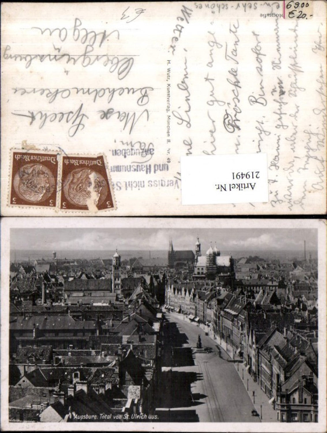 219491,Augsburg Totale von St. Ulrich aus
