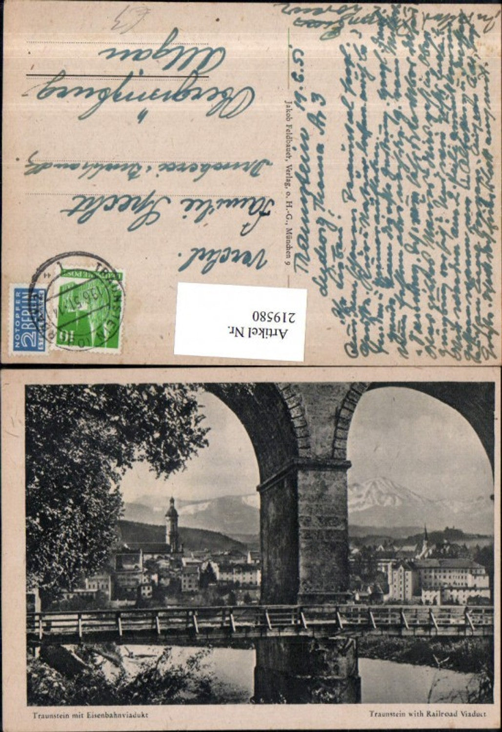 219580, Traunstein partial view with railway viaduct bridge