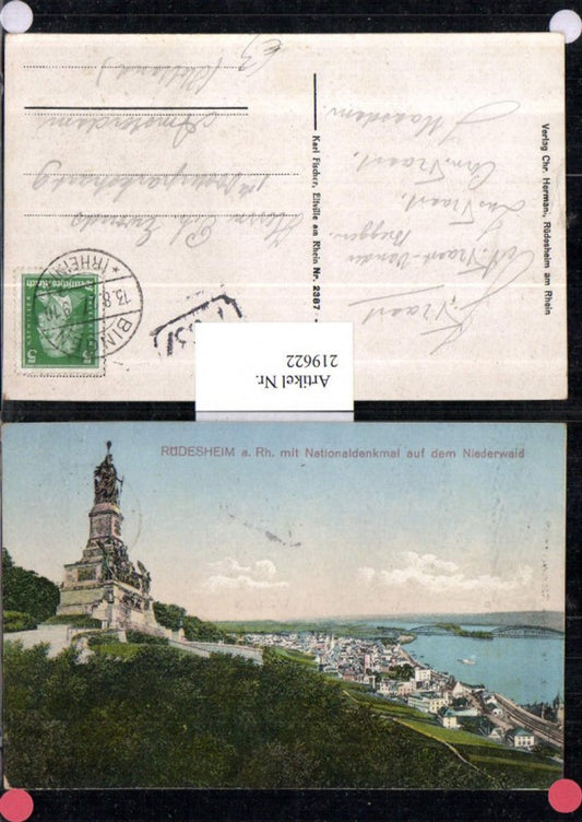 219622,Rüdesheim a. Rhein m. Nationaldenkmal Denkmal auf d. Niederwald