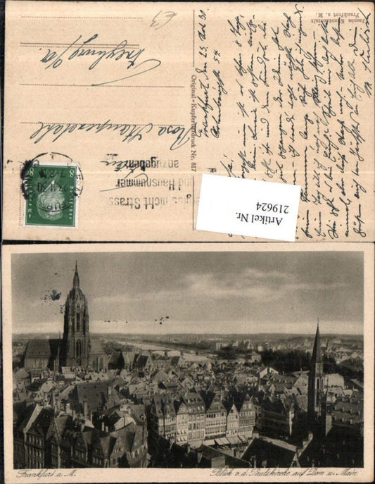 219624,Frankfurt a. Main Totale Blick v. d. Paulskirche auf Dom u. Main