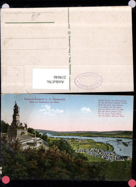 219646,National-Denkmal a. d. Niederwald Blick auf Rüdesheim a. Rhein