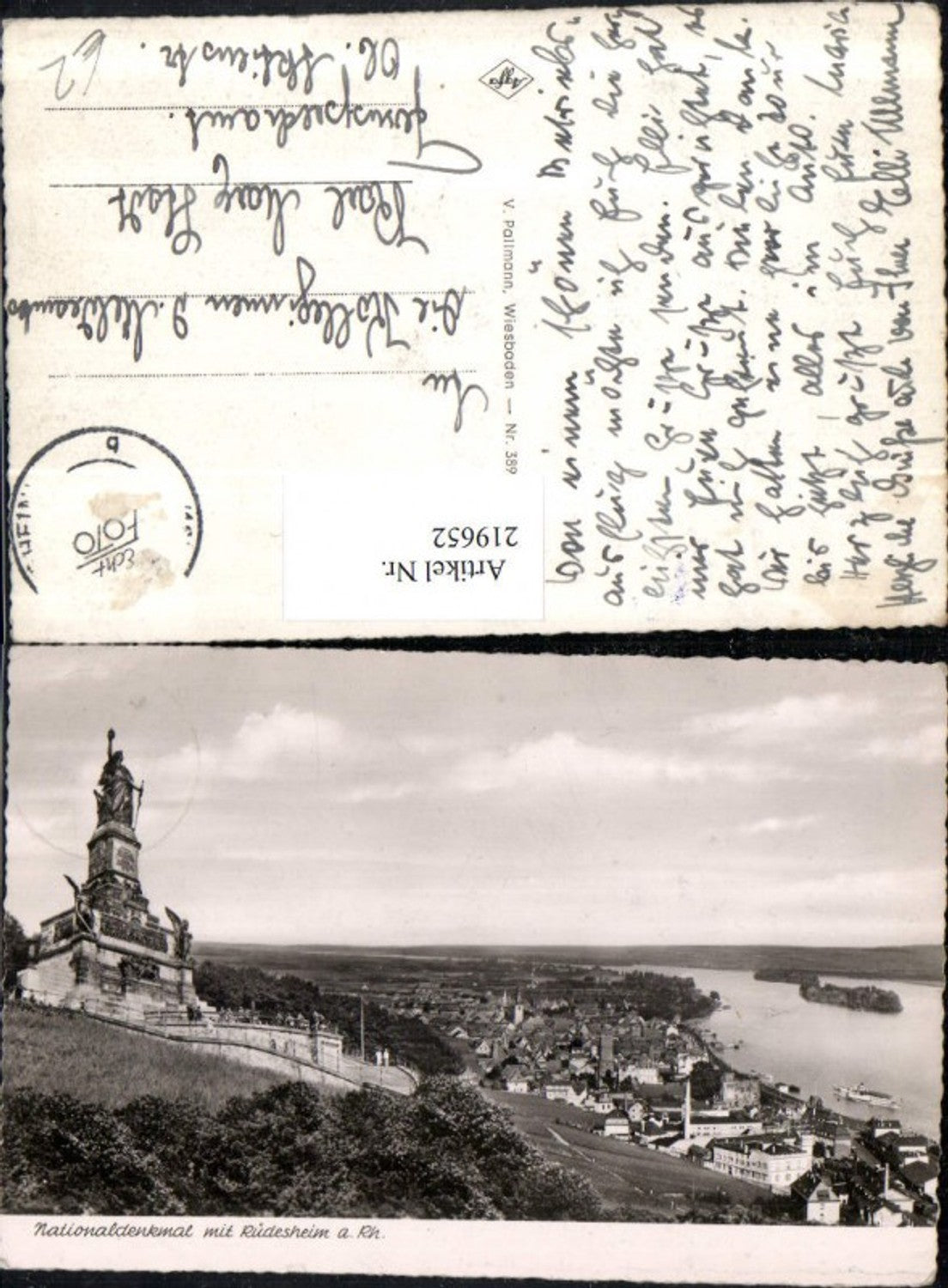 219652,Nationaldenkmal auf d. Niederwald m. Rüdesheim a. Rhein Totale
