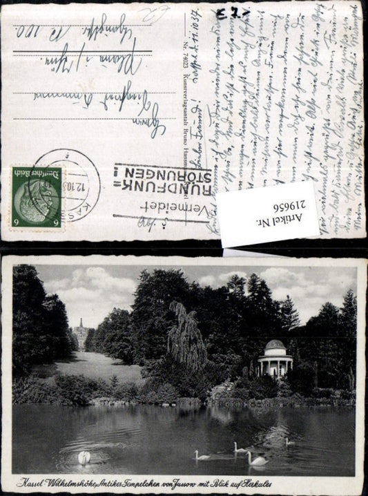 219656,Kassel-Wilhelmshöhe Antiker Tempel von Jussow m. Blick auf Herkules