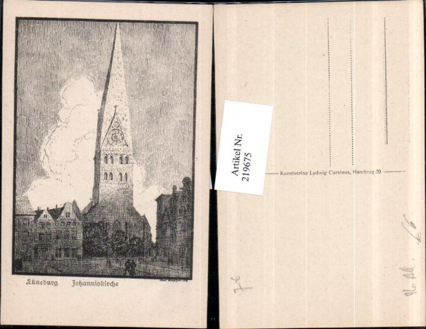219675,Künstler AK Lüneburg Johanniskirche Kirche