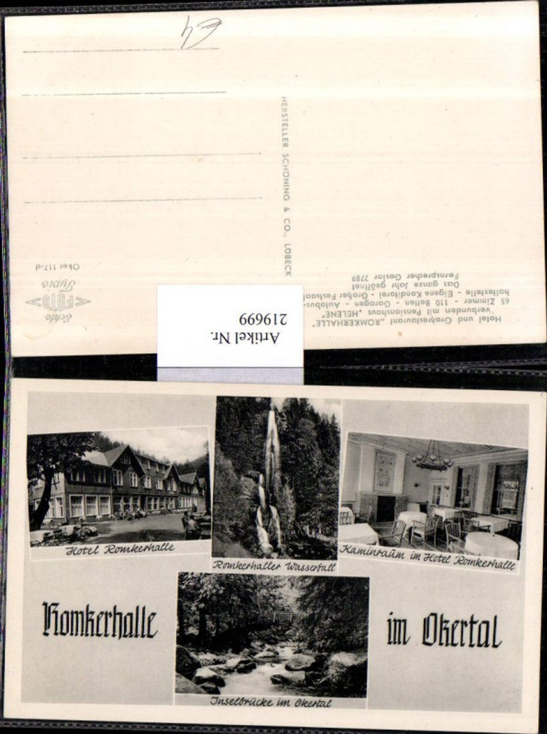 219699,Romkerhalle im Okertal Wasserfall Inselbrücke Hotel Romkerhalle Kaminraum Mehrbildkarte