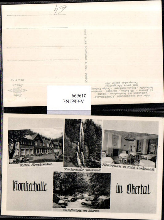 219699,Romkerhalle im Okertal Wasserfall Inselbrücke Hotel Romkerhalle Kaminraum Mehrbildkarte