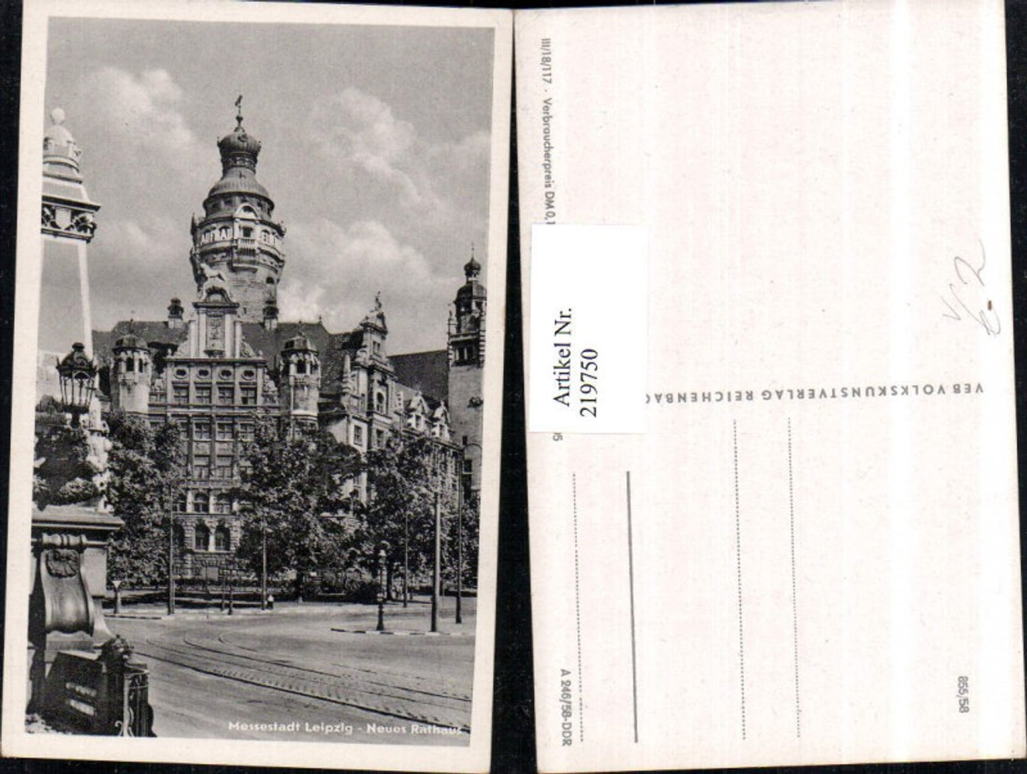 219750,Leipzig Neues Rathaus Turm pub VEB Volkskunstverlag 13/705