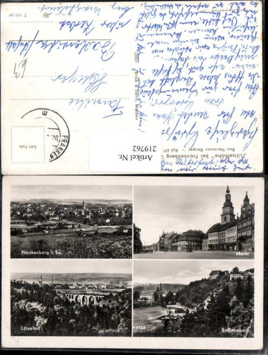 219762,Frankenberg i. Sachsen Totale Markt Straßenansicht Sachsenburg  Lützeltal Brücke Mehrbildkarte