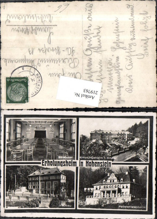 219763,Erholungsheim in Hohnstein f. Kinder Speisesaal Neubau Pensionistenheim Heim Mehrbildkarte