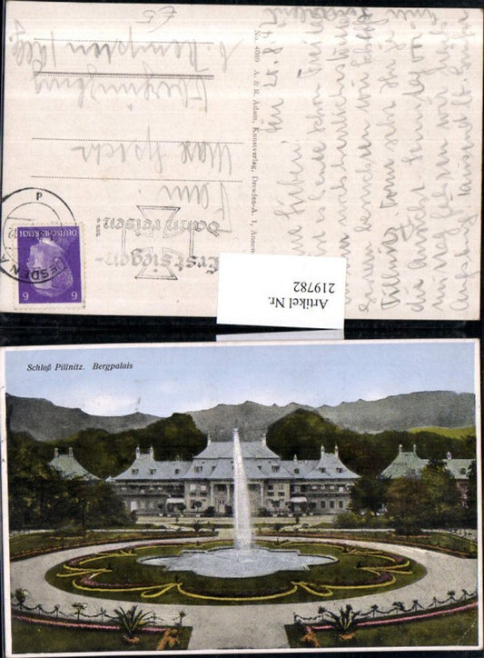 219782,Schloss Pillnitz Bergpalais Springbrunnen Fontäne