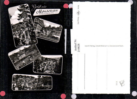 219828,Gruß aus Monschau i. d. Eifel Totale Kapelle Kühe Mehrbildkarte