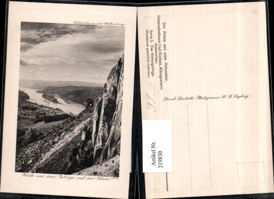 219830,Präge AK Siebengebirge Blick aus d. Gebirge auf d. Rhein