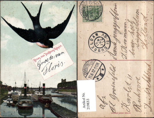 219833,Gruß aus Duisburg-Ruhrort Schwalbe Dampfer Schiffe pub Ottmar Zieher