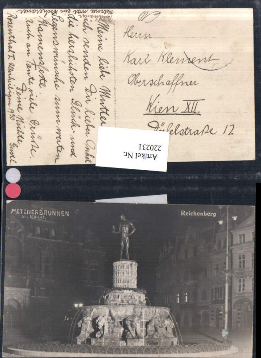 220231,Reichenberg Liberec Metznerbrunnen Brunnen b. Nacht