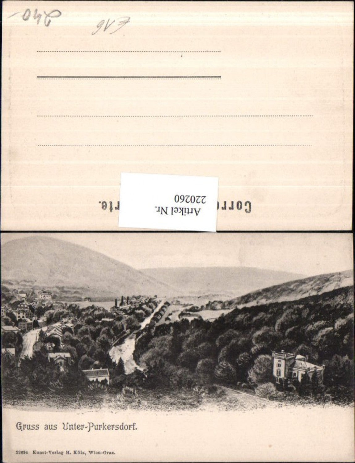 220260,Präge AK Gruß aus Unter-Purkersdorf Teilansicht