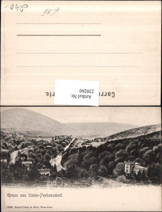 220260,Präge AK Gruß aus Unter-Purkersdorf Teilansicht