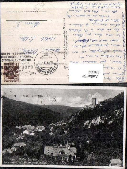 220332,Baden b. Wien Helenental m. Ruine Rauhenstein