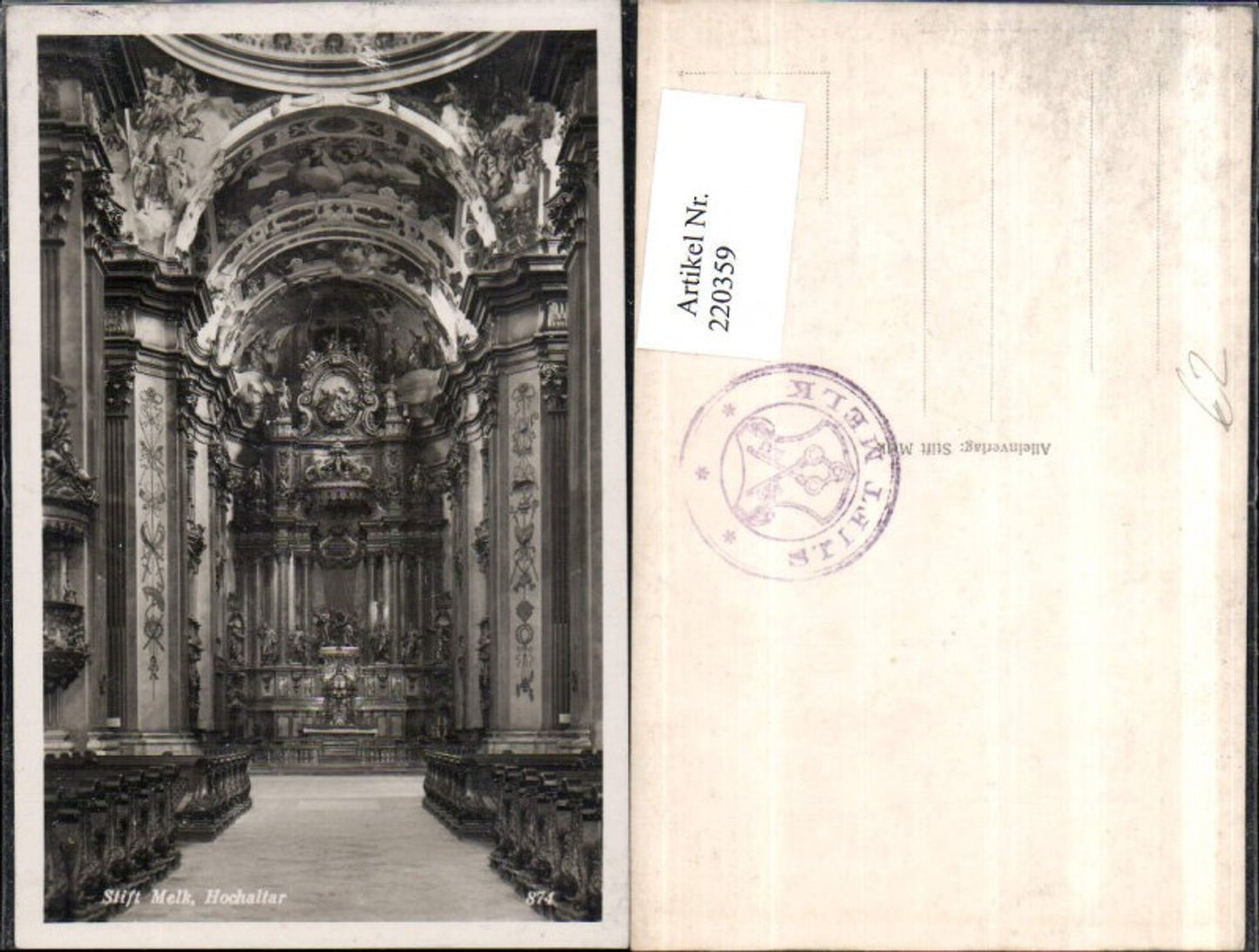 220359,Stift Melk Hochaltar Kirche Innenansicht