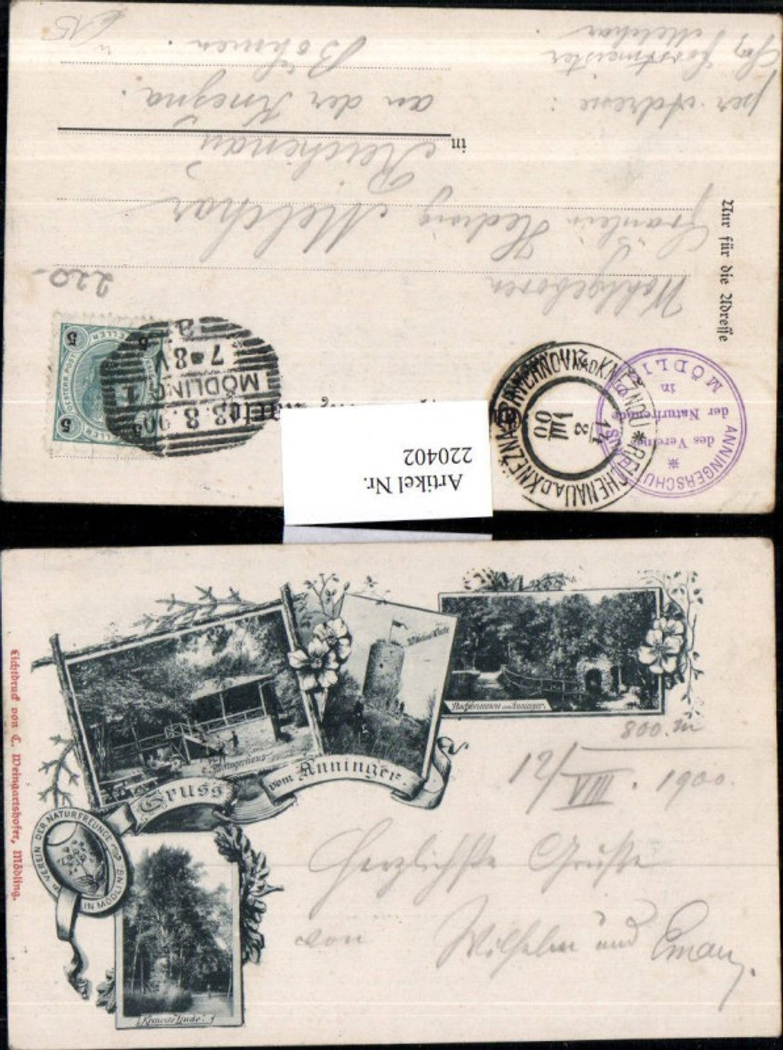 220402,Gruß v. Anninger b. Mödling Anningerhaus Wilhelms-Warte Brunnen a. Anninger Mehrbildkarte