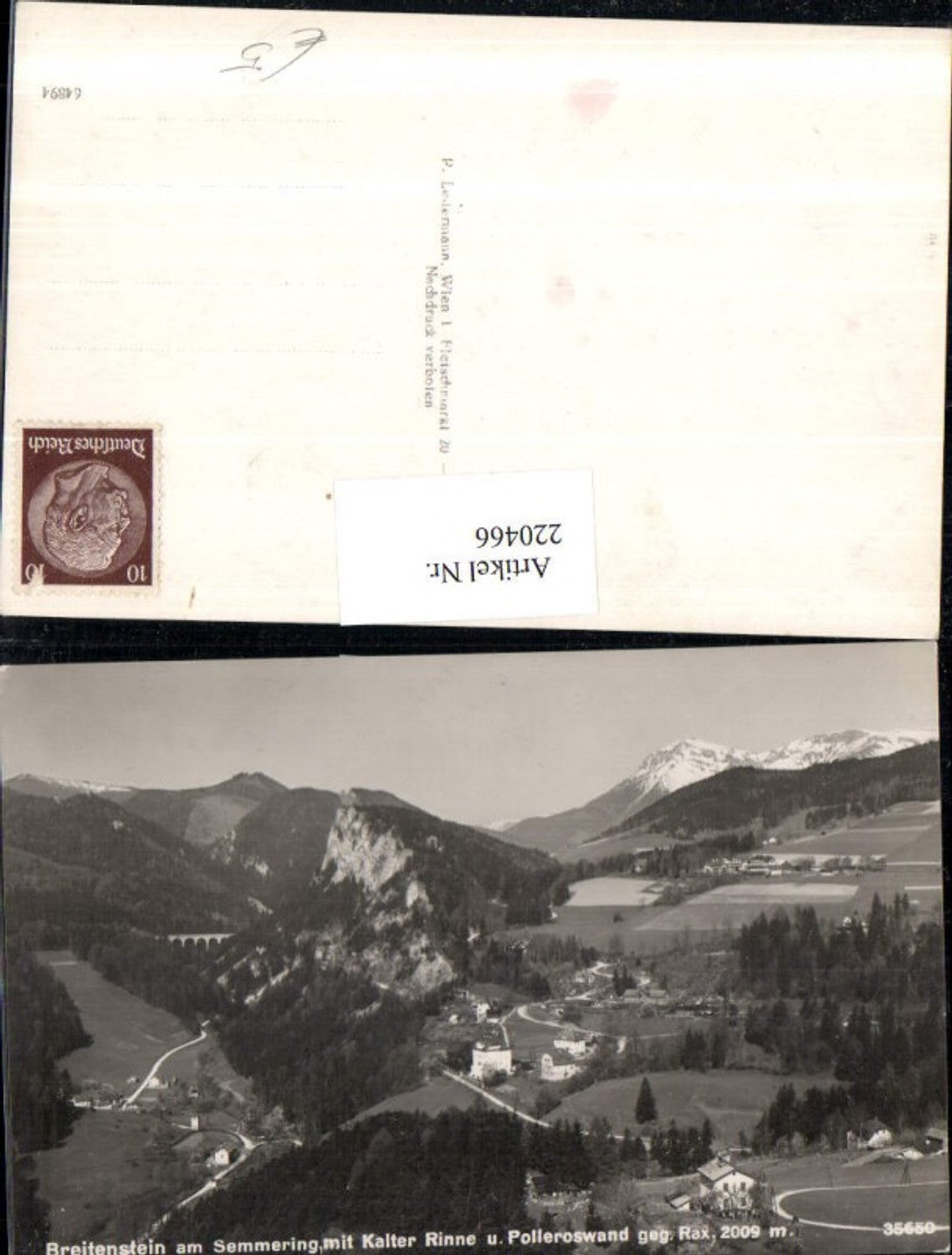 220466,Breitenstein a. Semmering m. Kalter Rinne u. Polleroswand geg. Rax