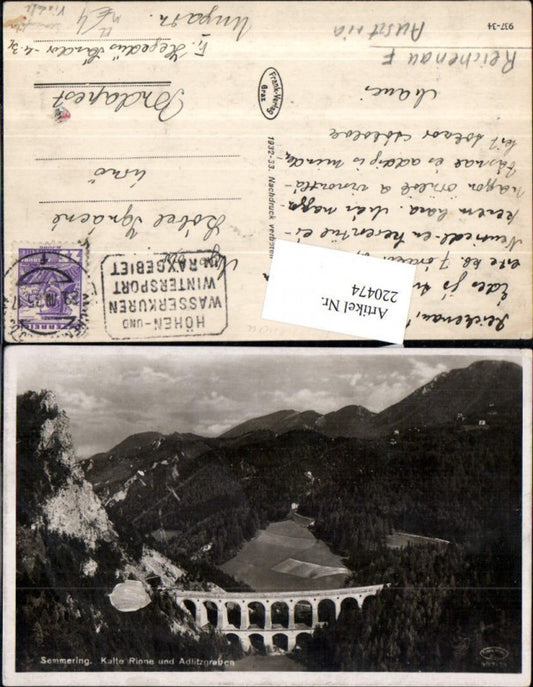 220474,Semmering Kalte Rinne u. Adlitzgraben Brücke Semmeringbahn Eisenbahnlinie Viadukt