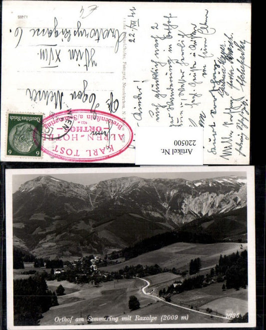 220500,Orthof am Semmering m. Raxalpe