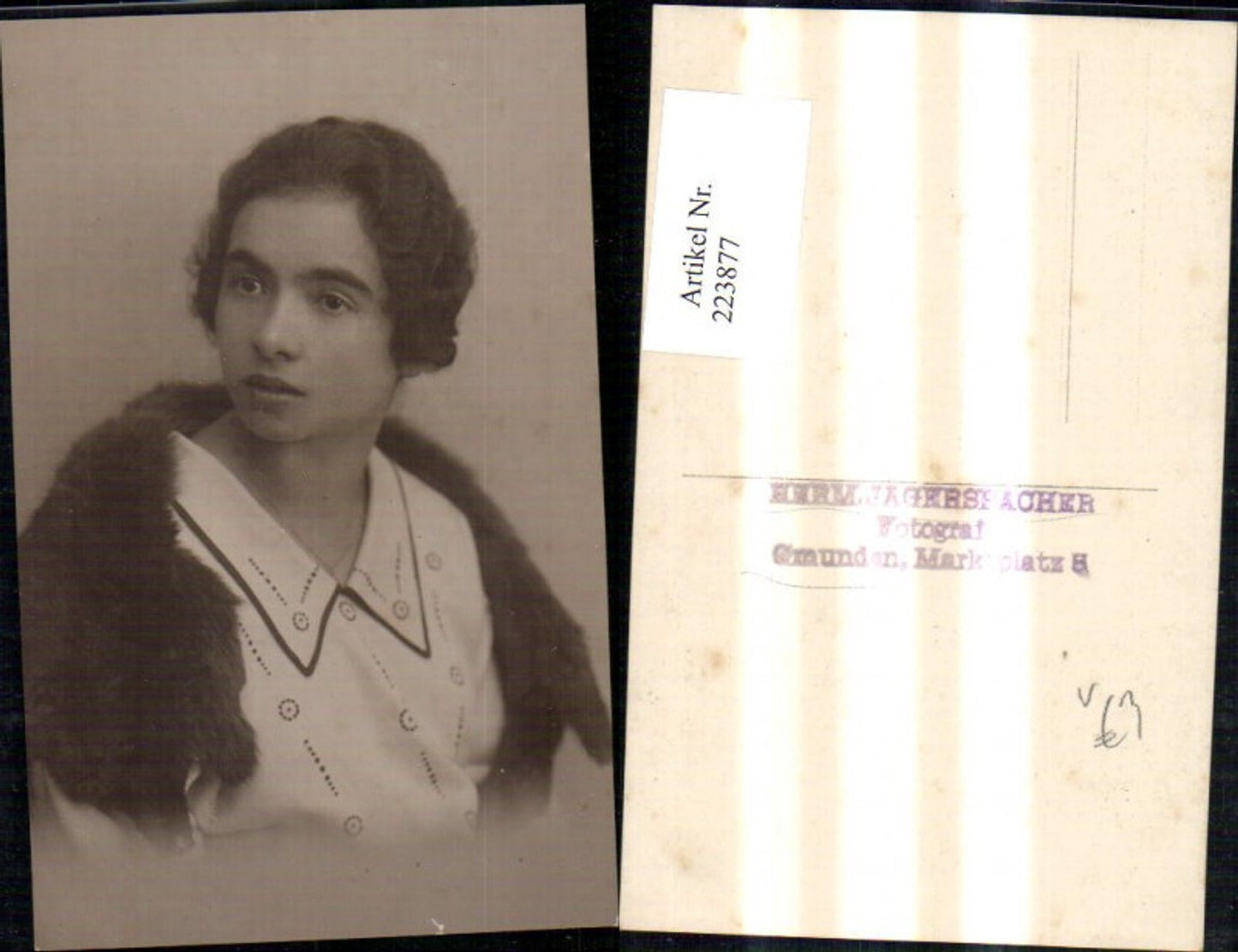 223877,Foto Ak Frau Mode Pelz Pelzstola pub Herm. Jagerspacher Gmunden