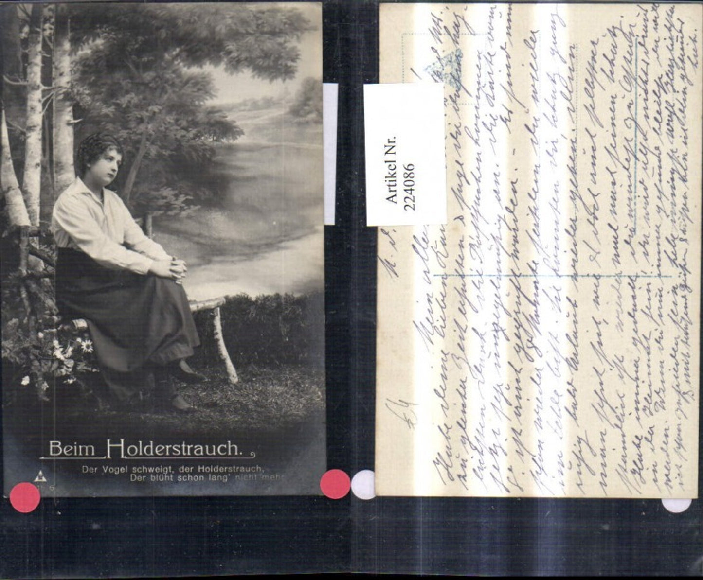 224086,Liebe Frau a. Bank Beim Holderstrauch Spruch Text