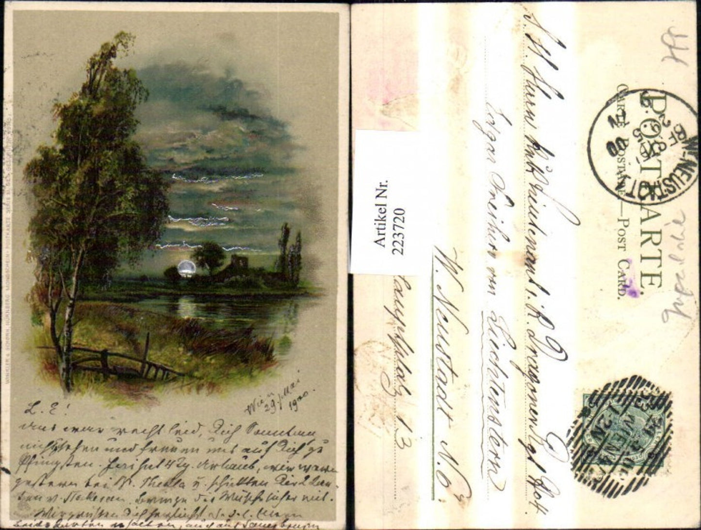 223720,Litho Mondschein Postkarte Serie 11 pub Winkler & Schorn Nürnberg