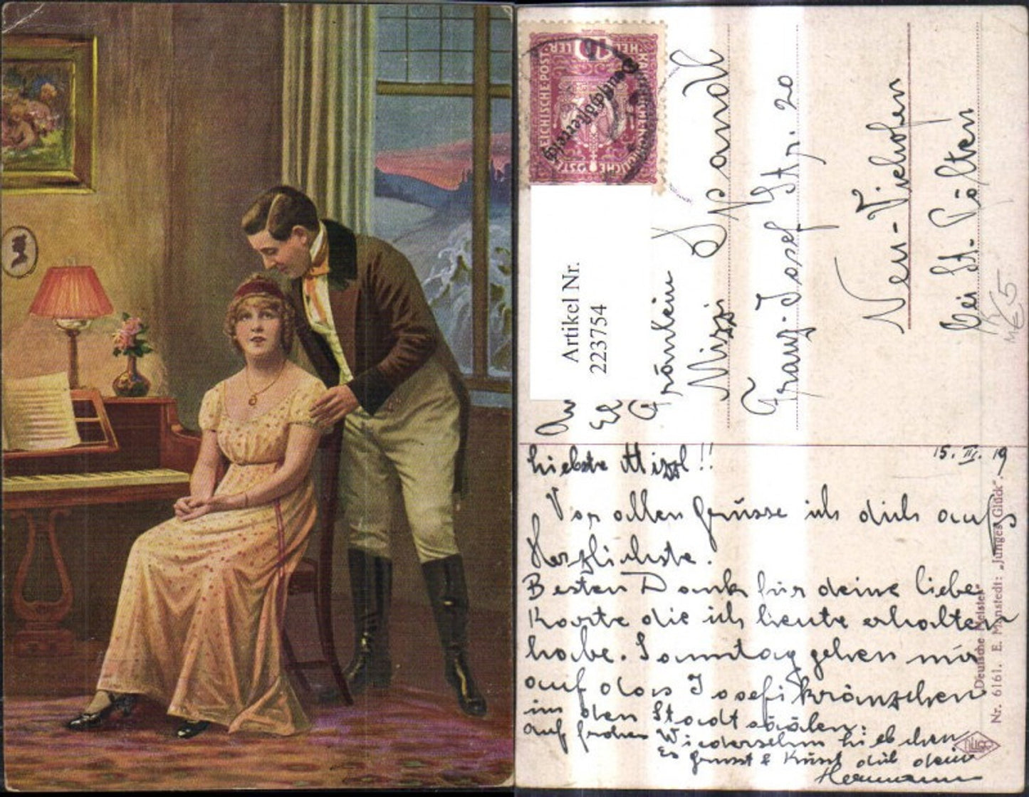 223754,Künstler Ak E. Manstedt Junges Glück Liebe Liebespaar b. Klavier