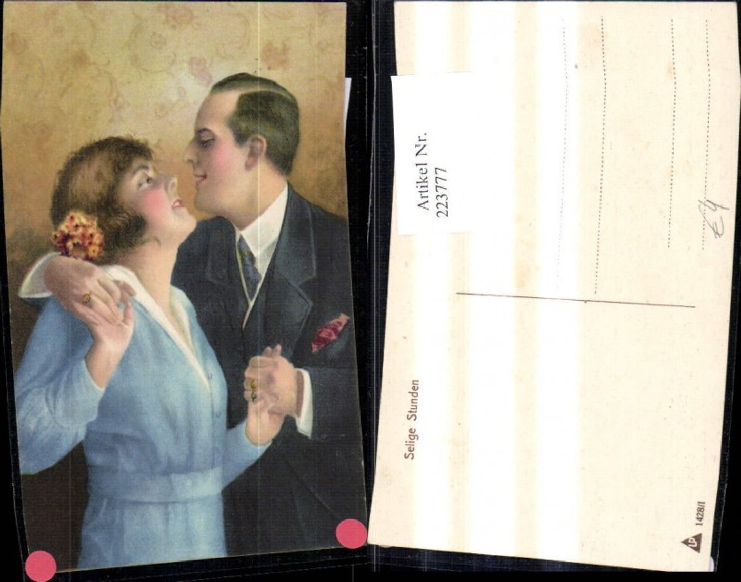 223777,Künstler Ak Liebe Liebespaar Selige Stunden Umarmung