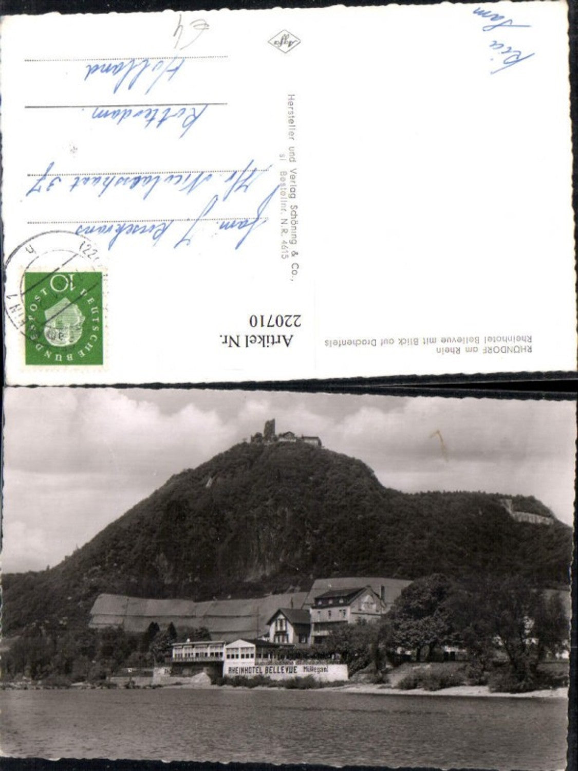 220710,Rhöndorf a. Rhein Rheinhotel Bellevue m. Blick auf Drachenfels