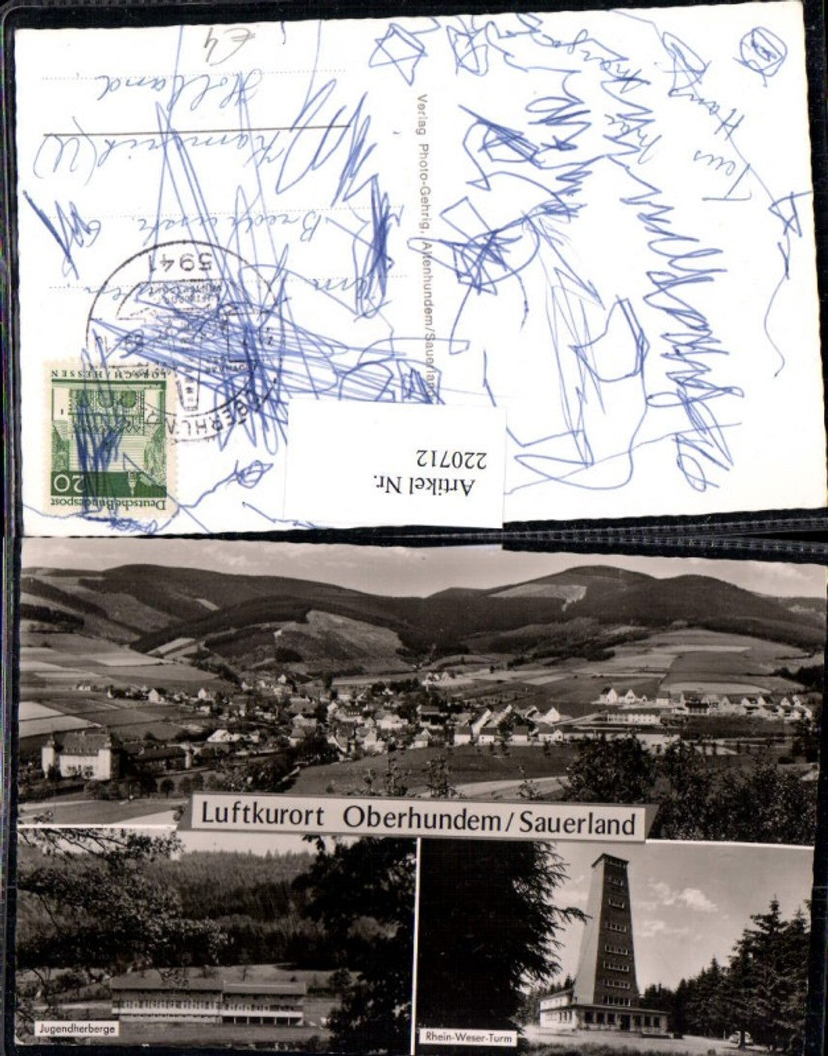 220712,Oberhundem im Sauerland Totale Jugendherberge Rhein-Weser-Turm Mehrbildkarte