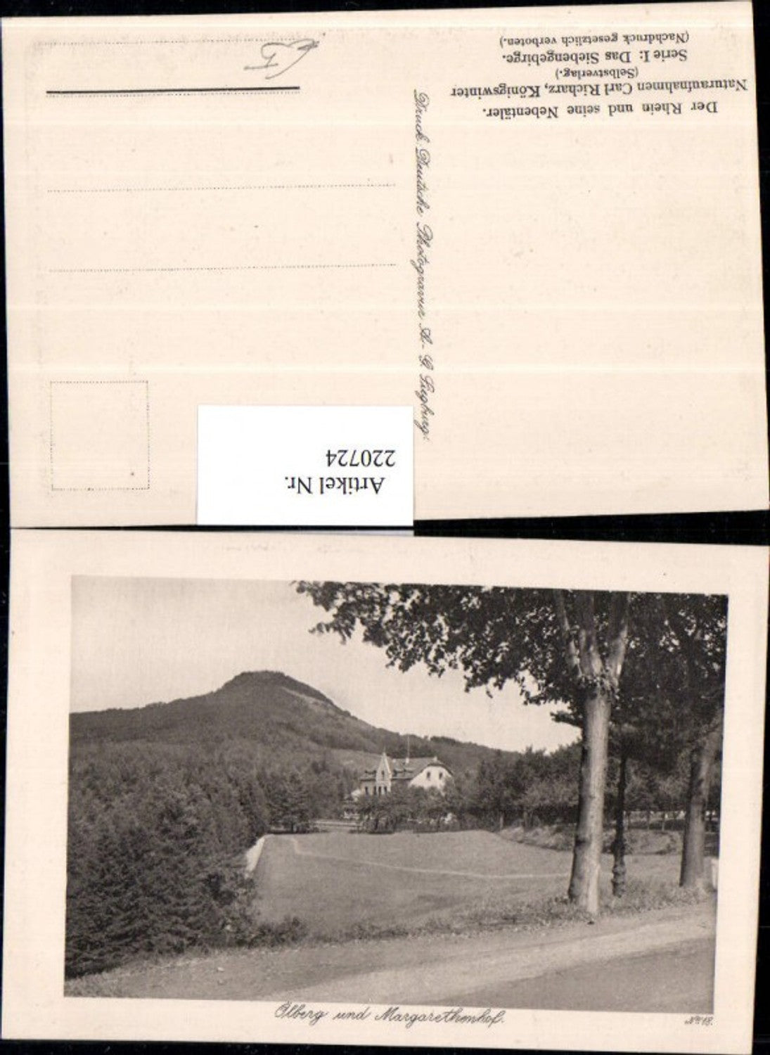 220724,Präge AK Siebengebirge Ölberg u. Margarethenhof Partie b. Königswinter