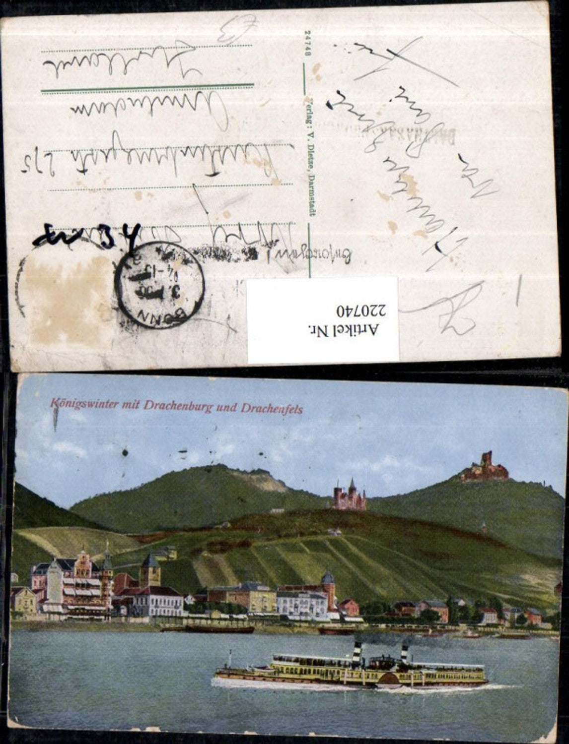 220740,Königswinter m. Drachenburg Burg u. Drachenfels Ruine Dampfer