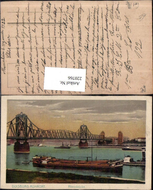 220766,Duisburg-Ruhrort Rheinbrücke Brücke Boot