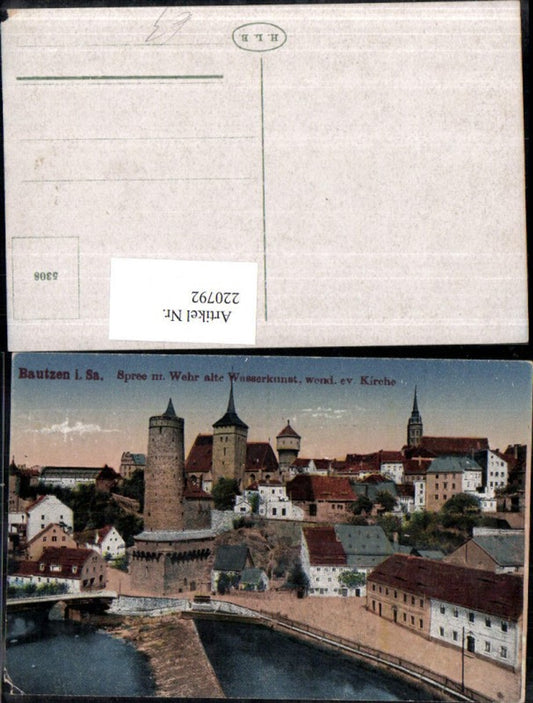 220792,Bautzen i. Sachsen Spree m. Wehr alte Wasserkunst evangelische Kirche