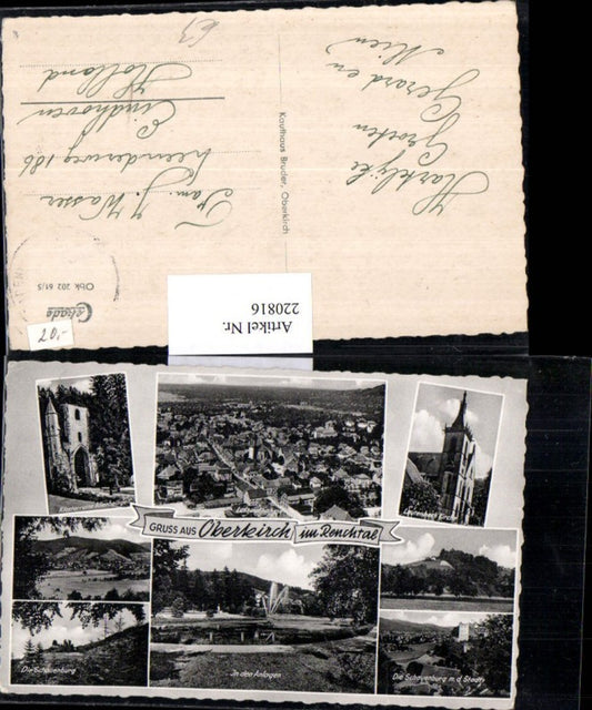 220816, Greetings from Oberkirch in the Rench Valley. View of the church, the ruins of All Saints' Monastery, Schauenburg, and a multi-view postcard.