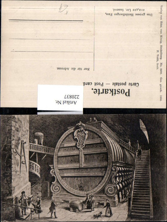 220837, Artist AK F. Veith Heidelberg The Great Barrel pub Edmund v. König 2490