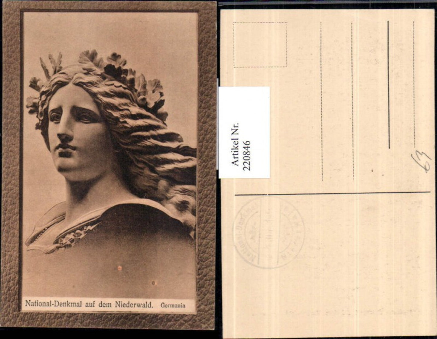 220846,National-Denkmal auf d. Niederwald b. Rüdesheim Germania Portrait