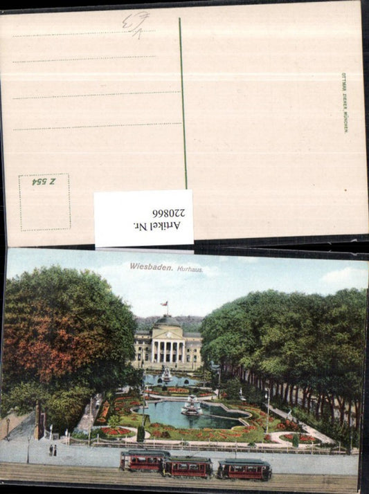 220866,Wiesbaden Kurhaus m. Park Garten Springbrunnen Straßenbahn pub Ottmar Zieher Z554