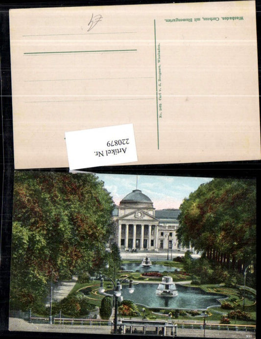 220879,Wiesbaden Kurhaus m. Blumengarten Springbrunnen Brunnen