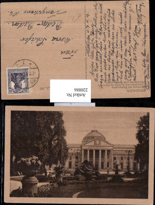 220886,Wiesbaden Kurhaus m. Blumengarten Garten