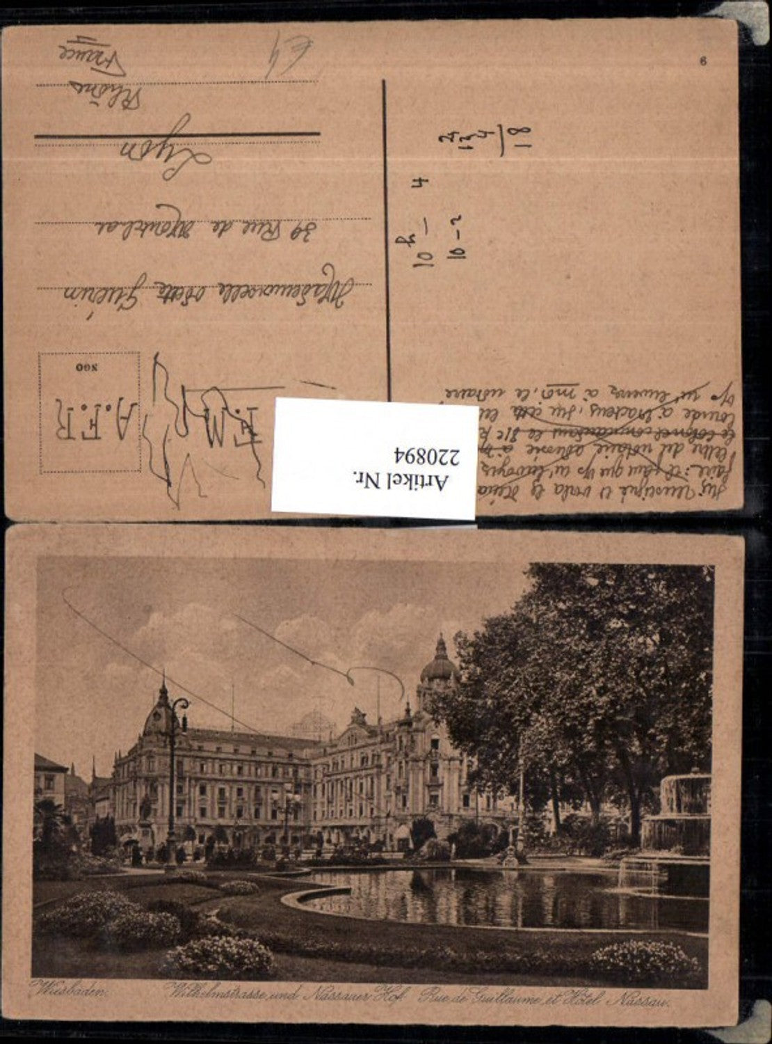 220894,Wiesbaden Wilhelmstraße u. Nassauer Hof Brunnen