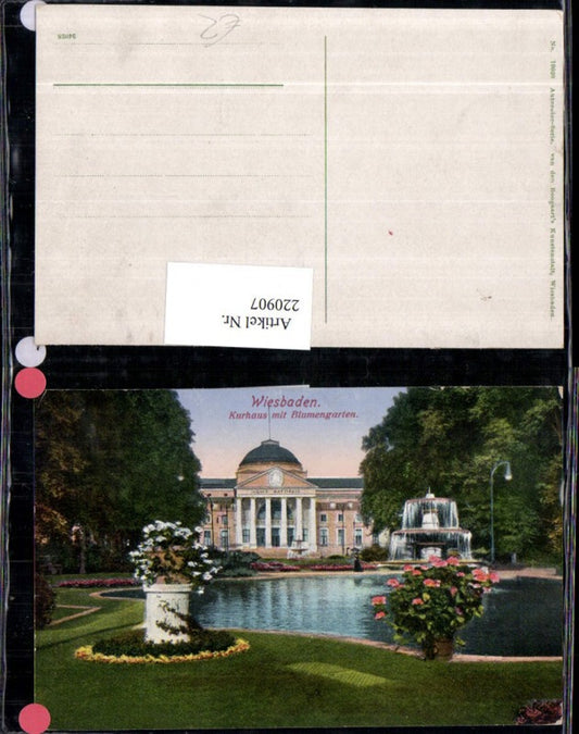 220907,Wiesbaden Kurhaus m. Blumengarten Garten Springbrunnen Brunnen