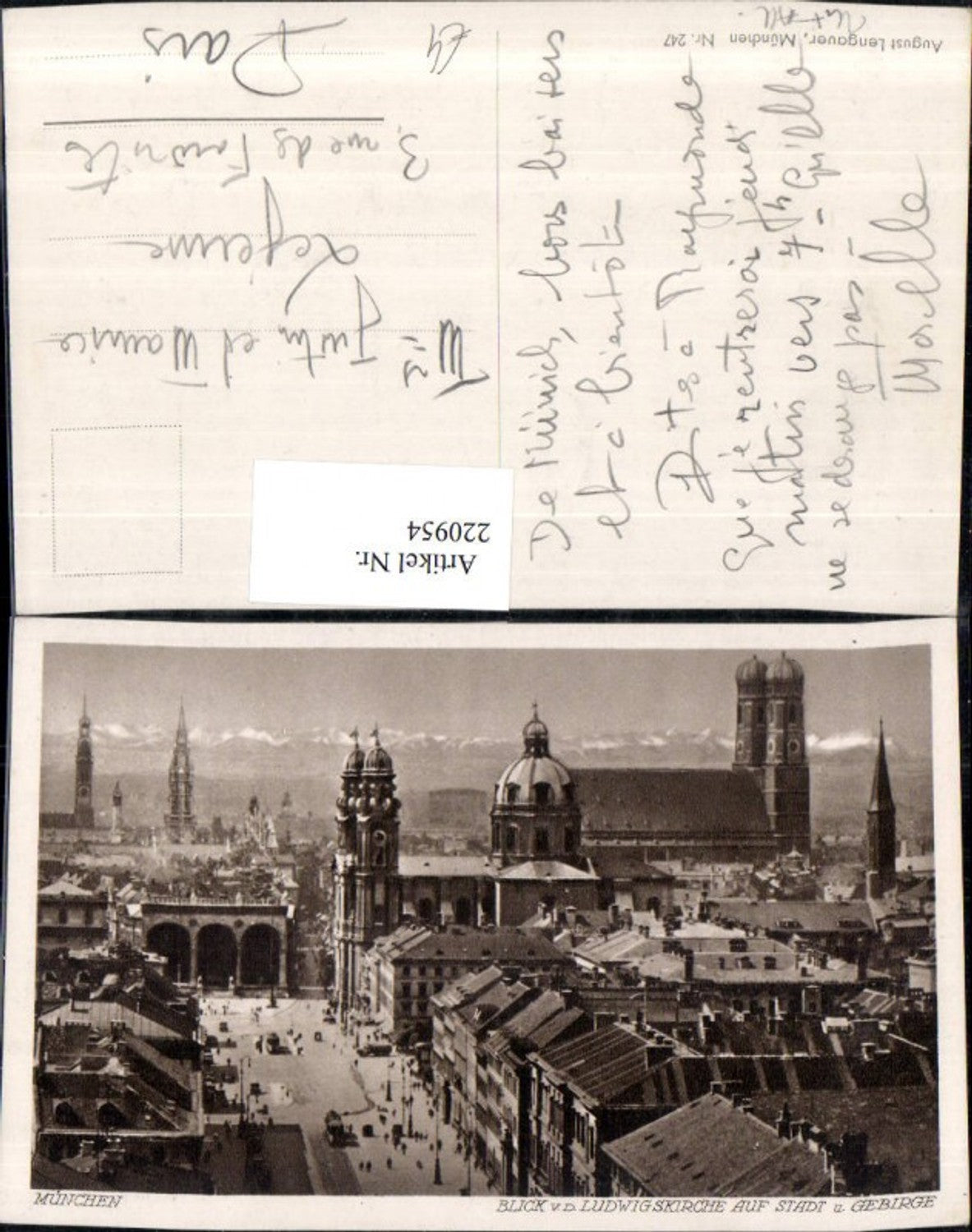 220954,München Blick v. d. Ludwigskirche auf Stadt u. Gebirge Teilansicht