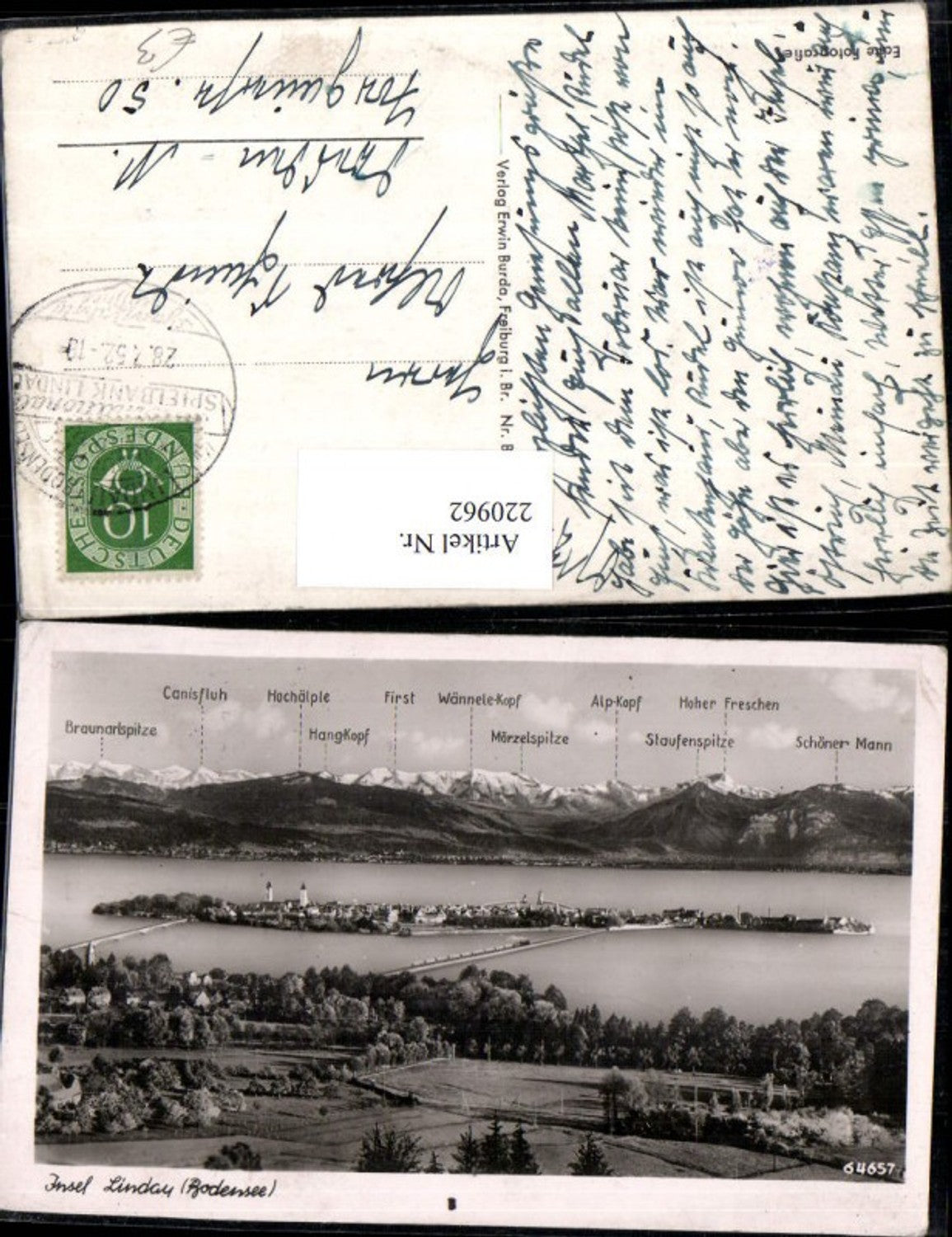 220962,Insel Lindau i. Bodensee Totale m. Gebirge First Hochälple Hang-Kopf Alp-Kopf Staufenspitze