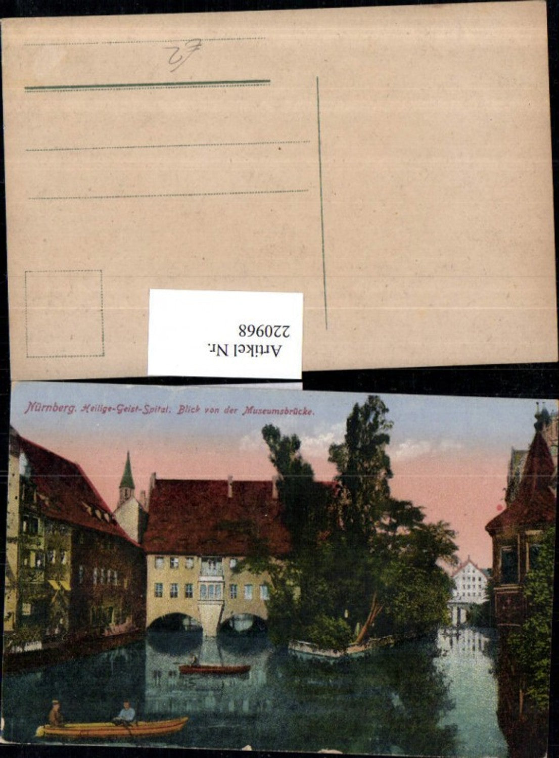 220968,Nürnberg Heilige-Geist-Spital Blick v. d. Museumsbrücke Ruderboot